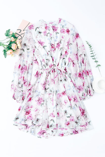 Vintage bloemenprint Drawring Flowy Dress