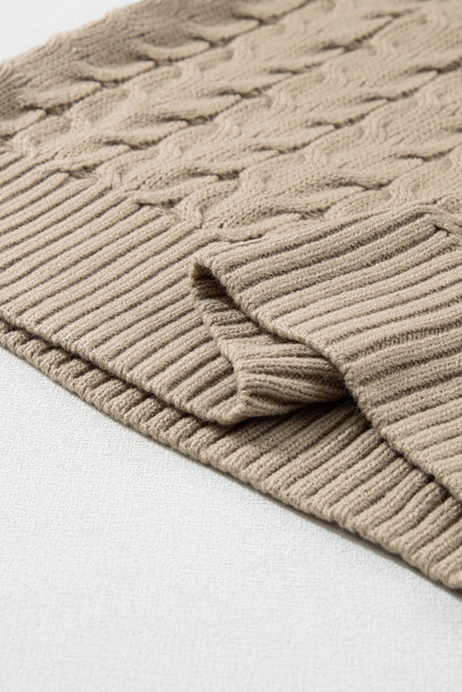 Light french beige cable knit rollkragenpullover mit fledermausärmeln