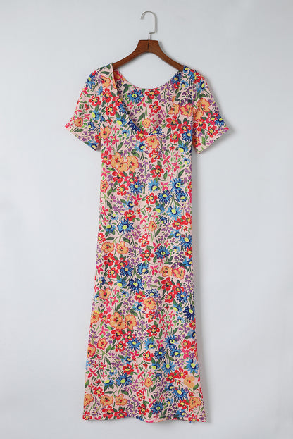 Mehrfarbig-lang-kurze-ärmel-kleid-mit-blumen-print-für-den-urlaub