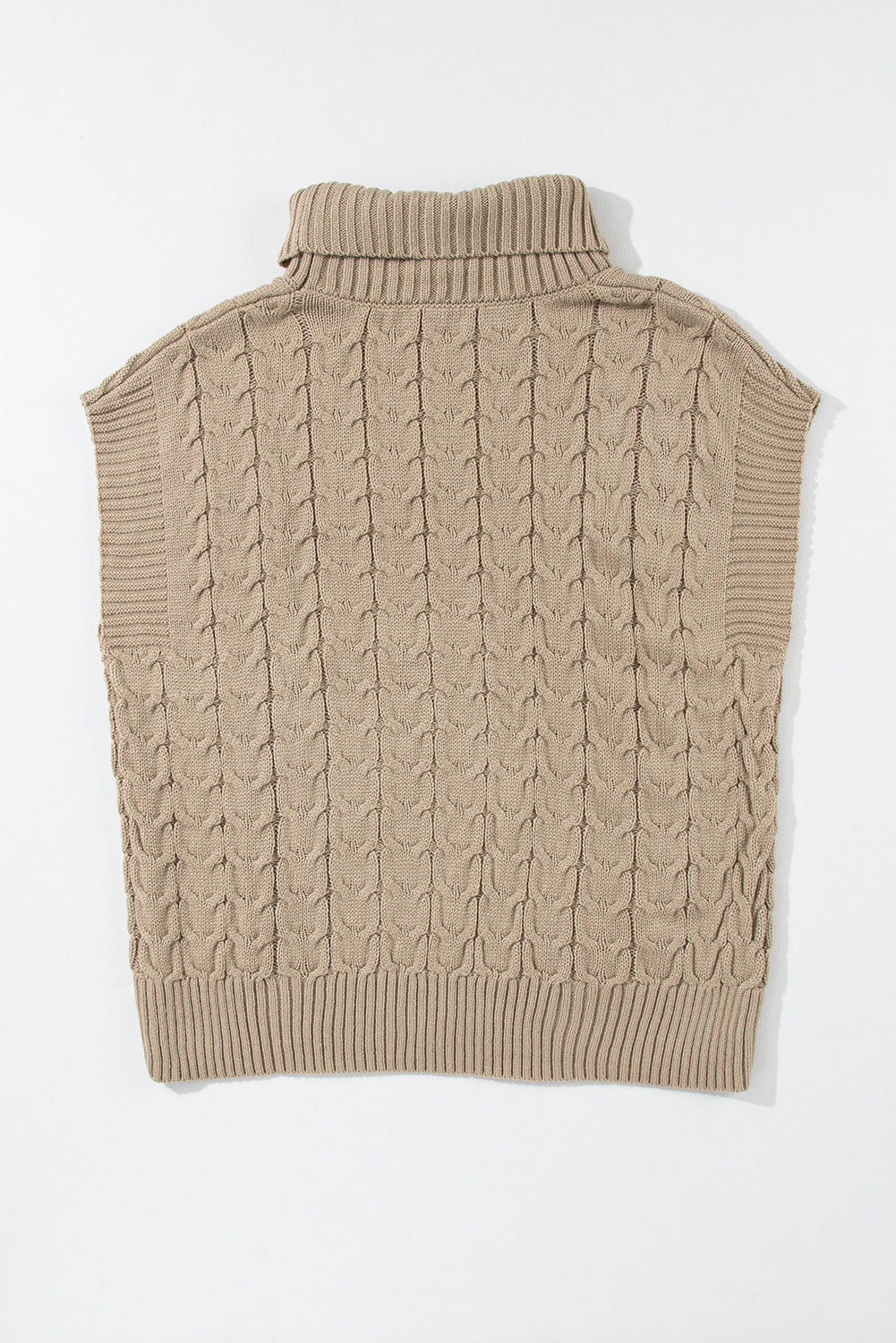 Light french beige cable knit rollkragenpullover mit fledermausärmeln