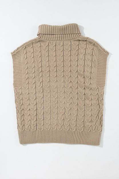 Light french beige cable knit rollkragenpullover mit fledermausärmeln