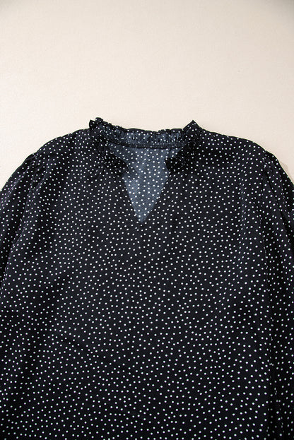 Schwarze plus size leopard print notch v neck bluse