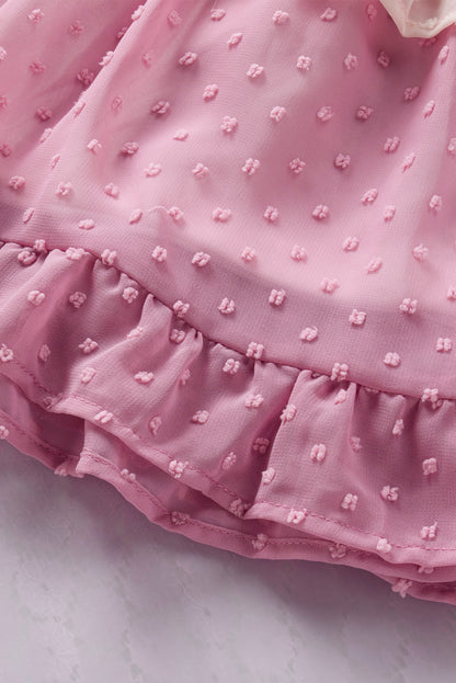 Rosa ombre swiss dot gerafftes minikleid