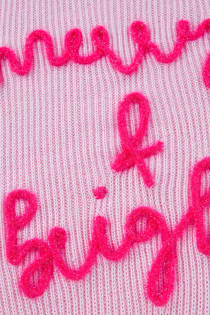 Rosa merry & bright pop up letter waffelstrickpullover