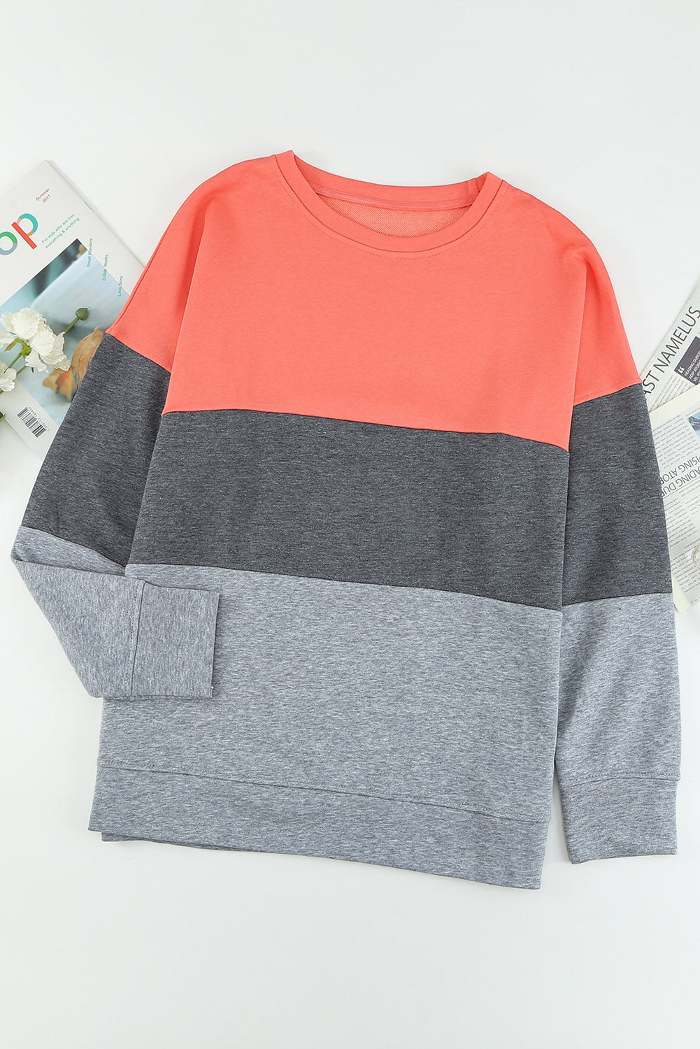 Grau rundhalsausschnitt colorblock plus größe pullover