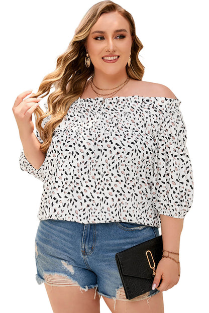 Gepardenflecken plus size schulterfreie bluse