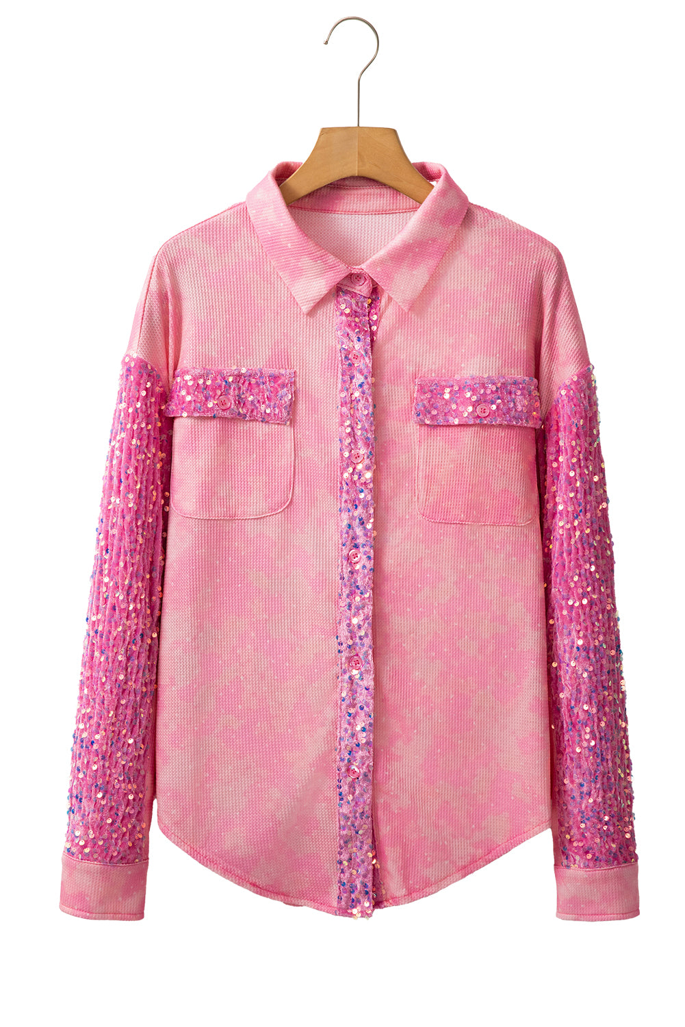 Aprikosenrosa mineralwaschung pailletten patchwork klappentasche jacke