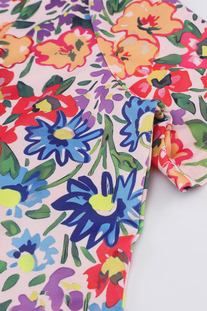 Mehrfarbig-lang-kurze-ärmel-kleid-mit-blumen-print-für-den-urlaub