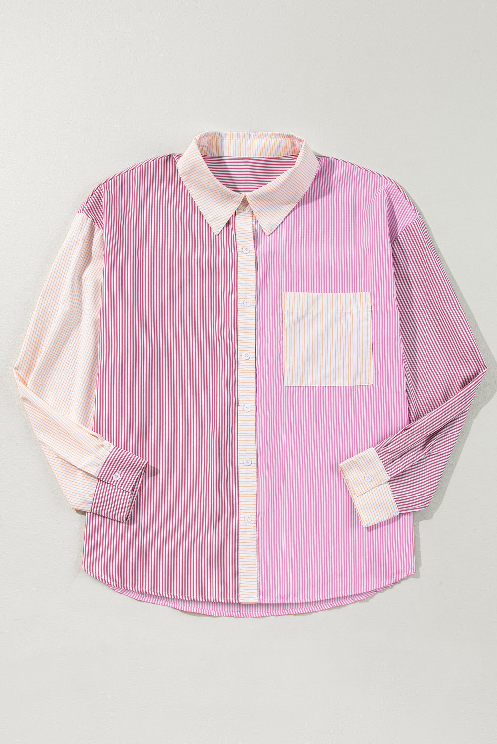 Rosa streifendruck colorblock plus size shirt