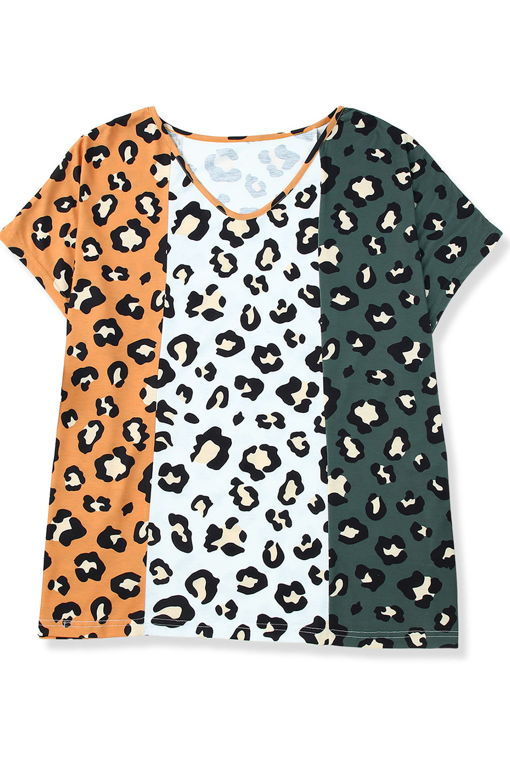 Gelbes plus größe leopard druck kontrast t-shirt