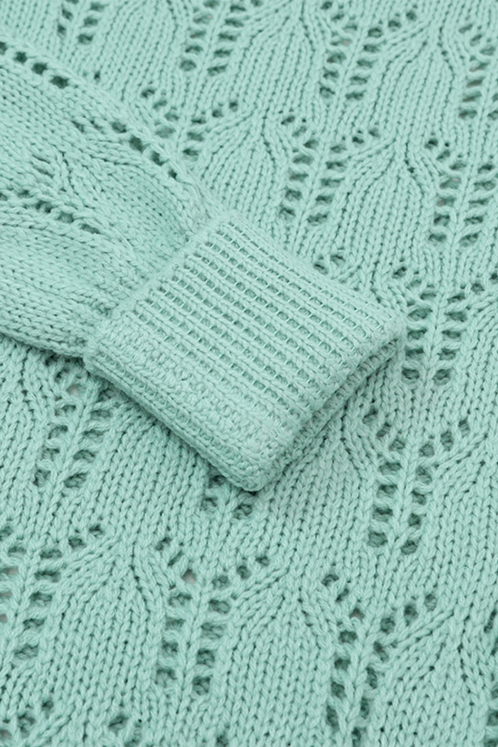 Green Pointelle Sweater gemaakt van transparant touw