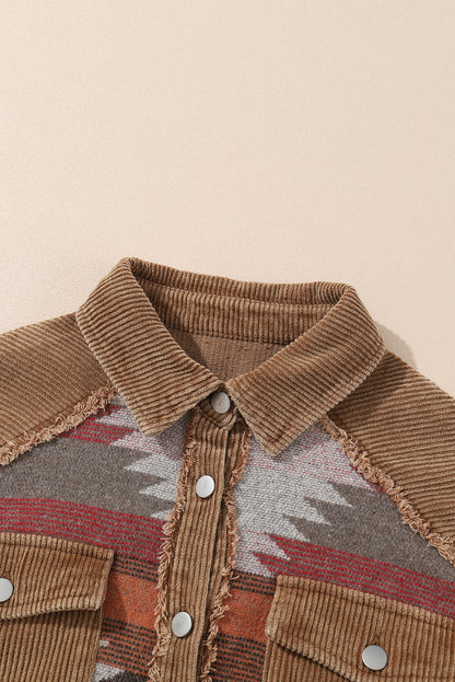 Kamelfarbenes western-muster patchwork-klappentaschen-sakko