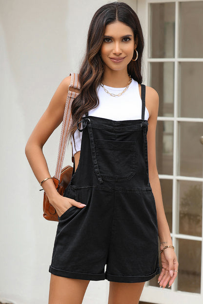 Black Spout Tie -band Casual denim romper