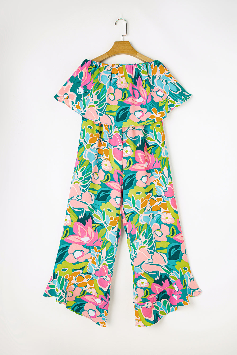 Groene mix tropische printservice verwezen jumpsuit