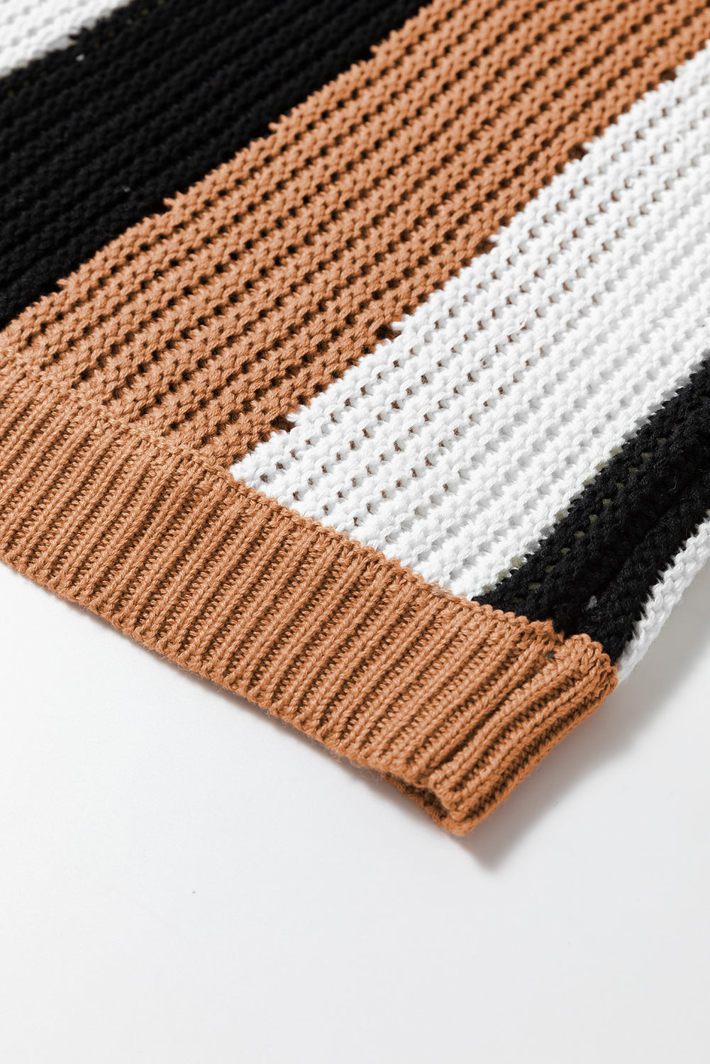 Khaki stripe color block ärmelloser strickpullover vest