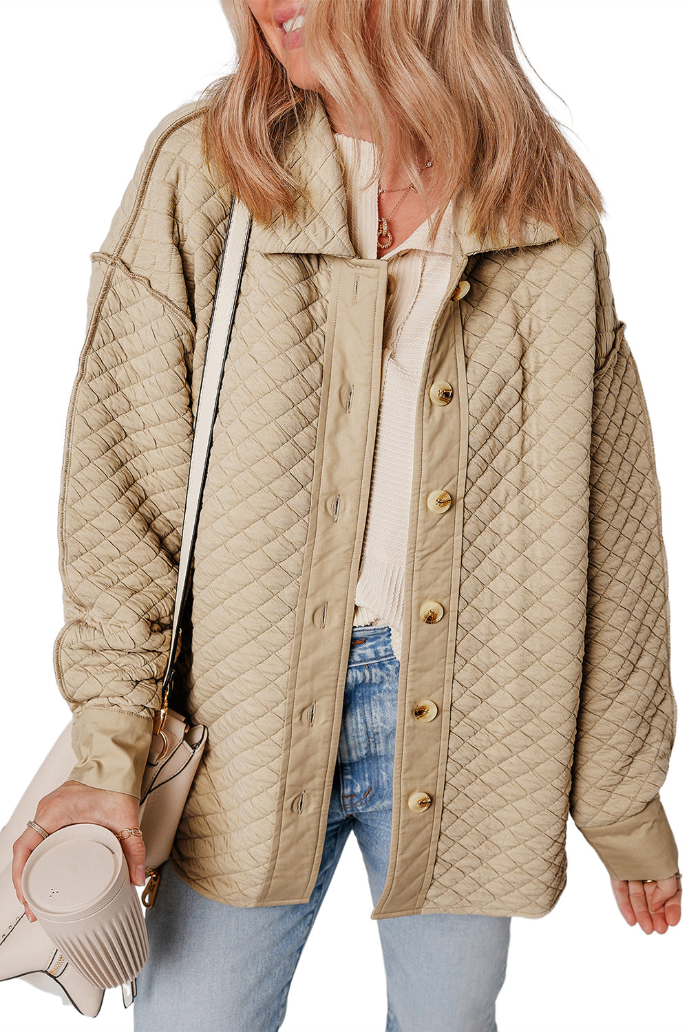 Jet stream solid color gesteppte pufferjacke mit knopfleiste