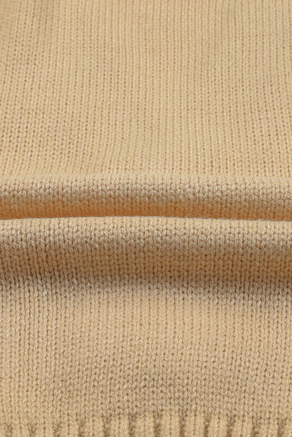 Beige fronttaschen knöpfe strukturierte strickjacke