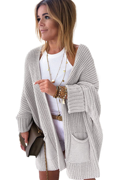 Grijze oversized trui met geconverteerde mouwen Cardigan