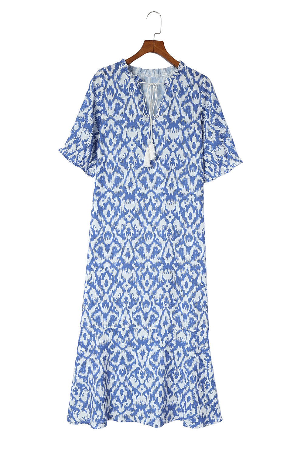 Himmelblau V-neck Casual geometrische print Maxikleid