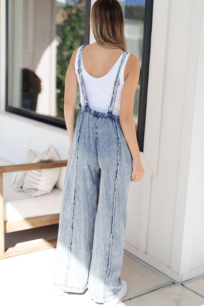 Beau Blue Light Wash Ferred Exploited Sahn A Wide Leg Denim in het algemeen