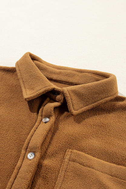 Camel brusttasche button up fleecejacke