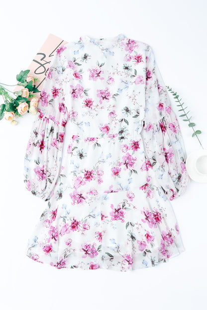 Vintage bloemenprint Drawring Flowy Dress