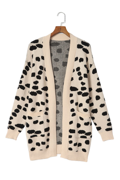 Leopard Animal Stain Patroon Cardigan met een open voorkant