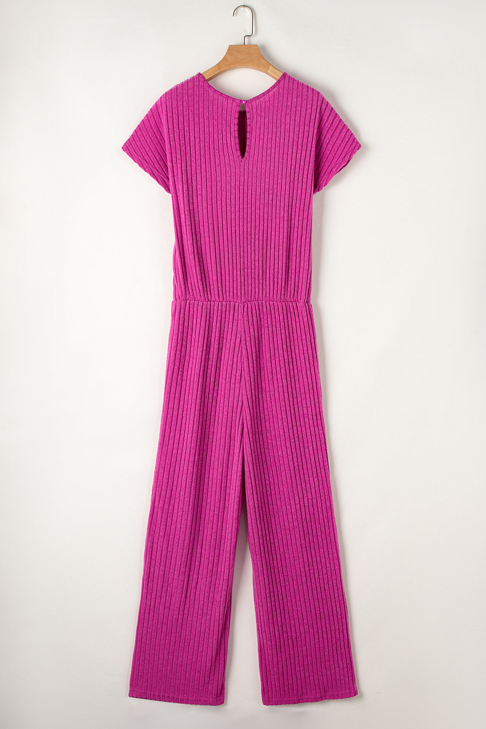 Roze rood vol -tone kleurribben kort -zoves wide been jumpsuit