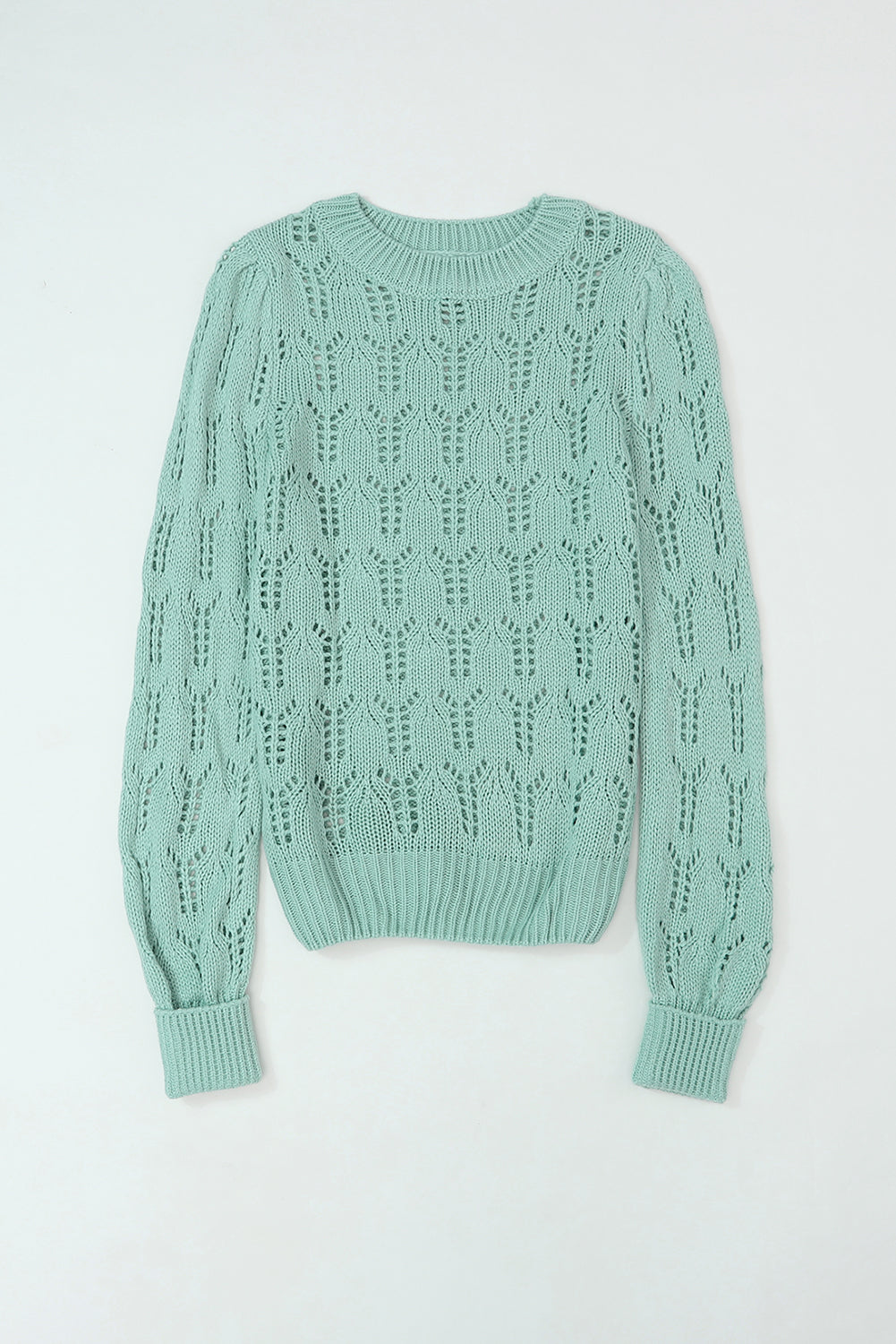 Green Pointelle Sweater gemaakt van transparant touw