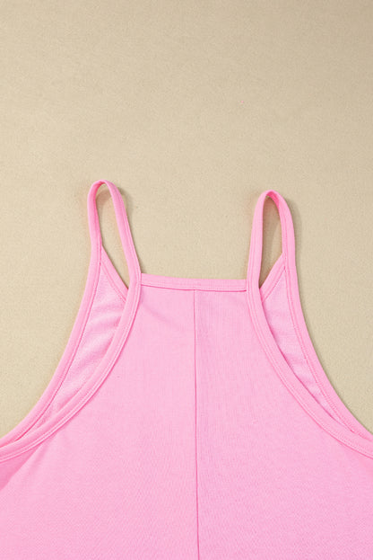 Roze mouwloze trui werd gestuurd met een v-neck en tassen