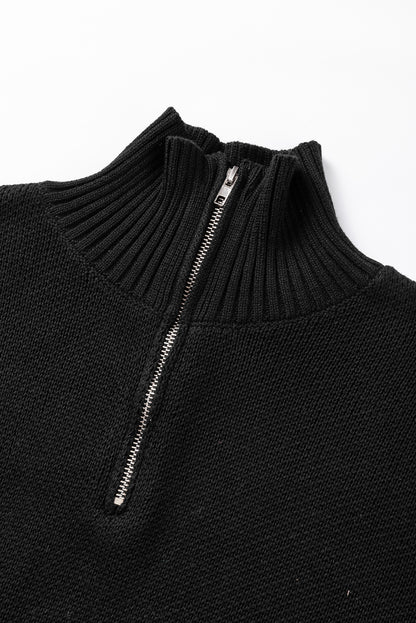 Black Quarter zip trui met korte vleermuismouwen