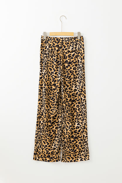 Weite hose mit leoparden-tiermuster