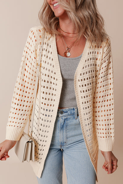 Abrikoos -Gekleurd, open gebreide Duster Cardigan