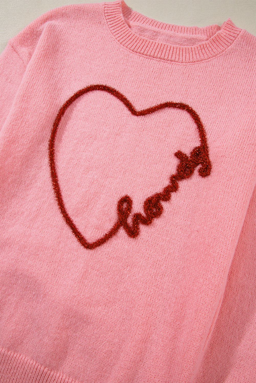 Rosa howdy heart grafik rundhalsausschnitt casual pullover