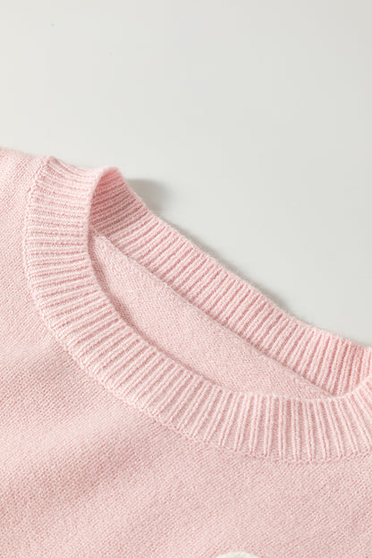 Rosa Chenille Daisy Stitching Circular Halsline Sweater