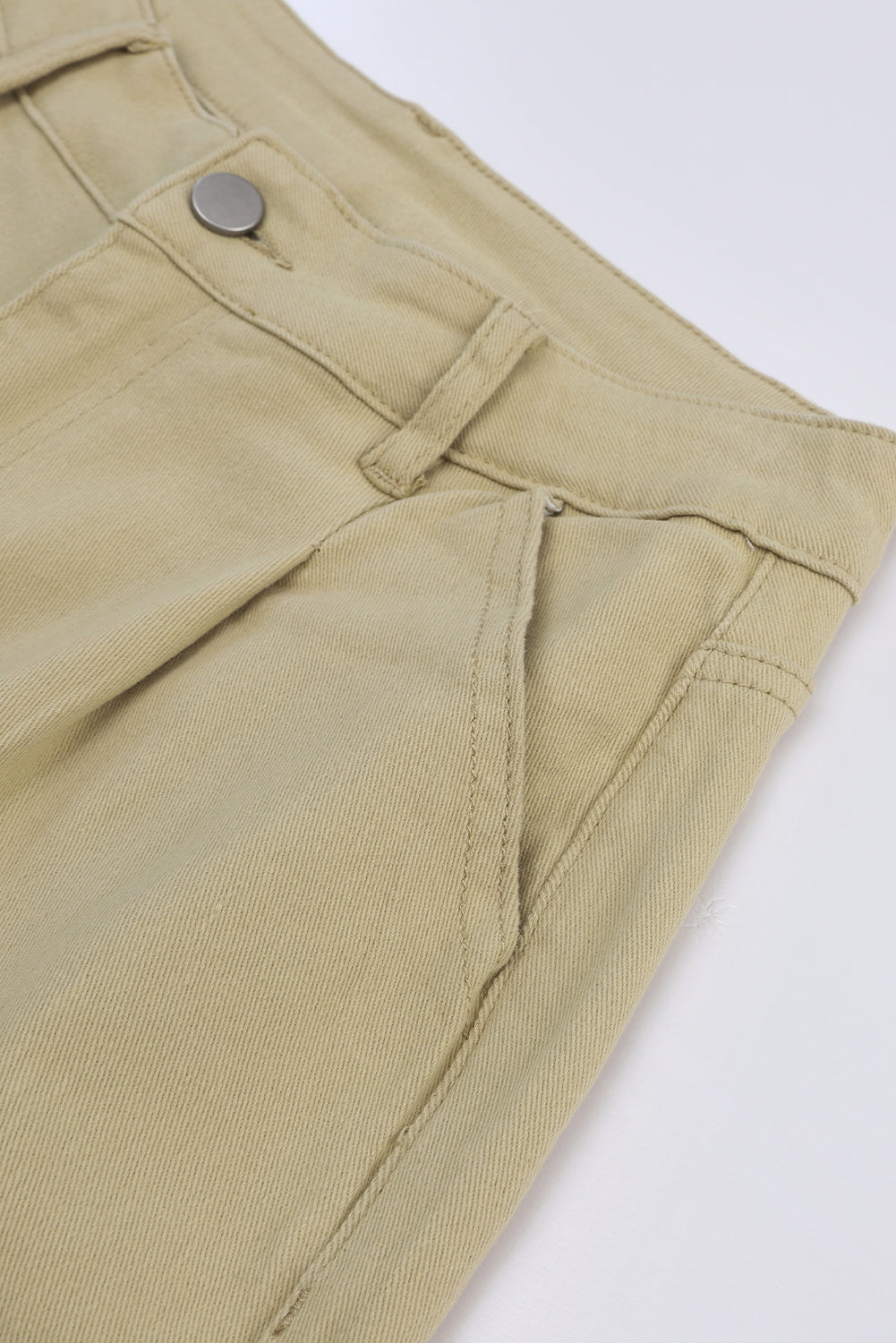 Khaki solid hohe taille freizeithose