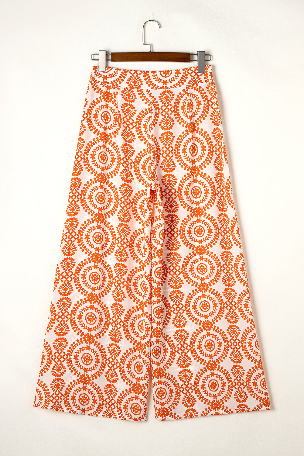 Orange boho retro blumen print weite hosenbeine