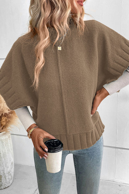 Desert palm mock neck batwing kurzarm-strickpullover