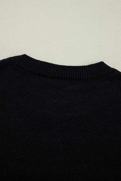 Schwarzer farbenfroher pullover mit lametta-grafik