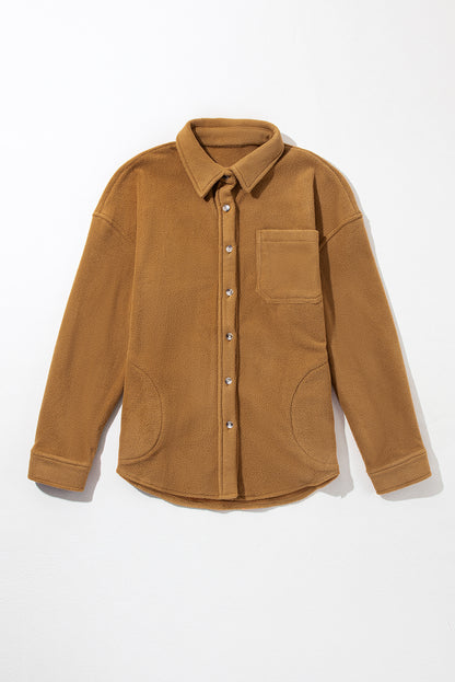 Camel brusttasche button up fleecejacke