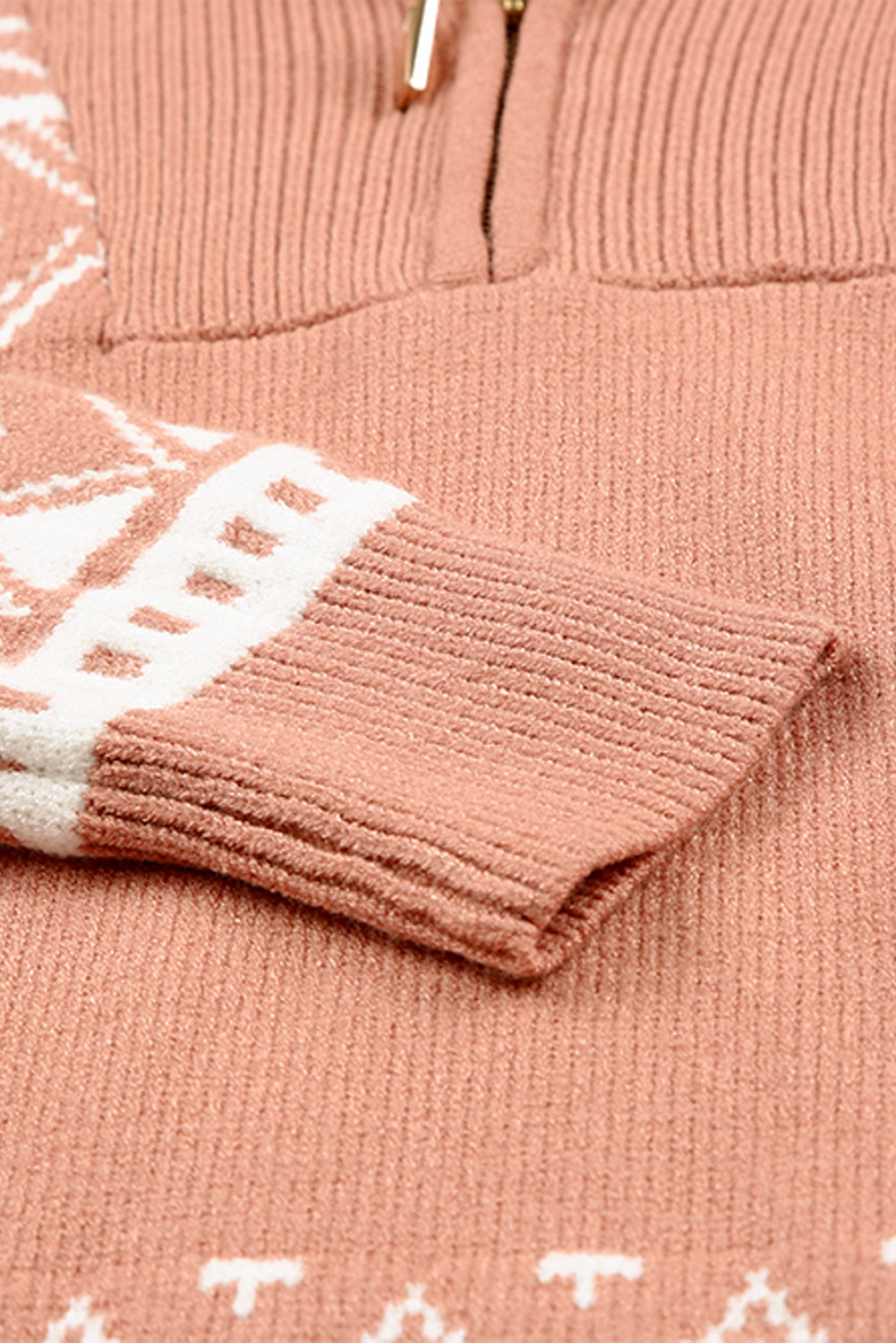 Rosa geometry knit quarter zip pullover