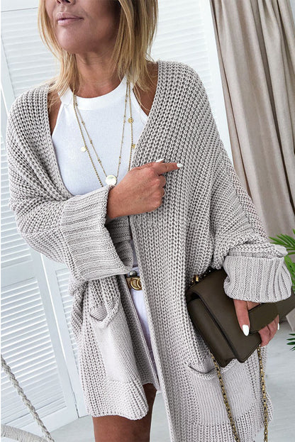 Grijze oversized trui met geconverteerde mouwen Cardigan