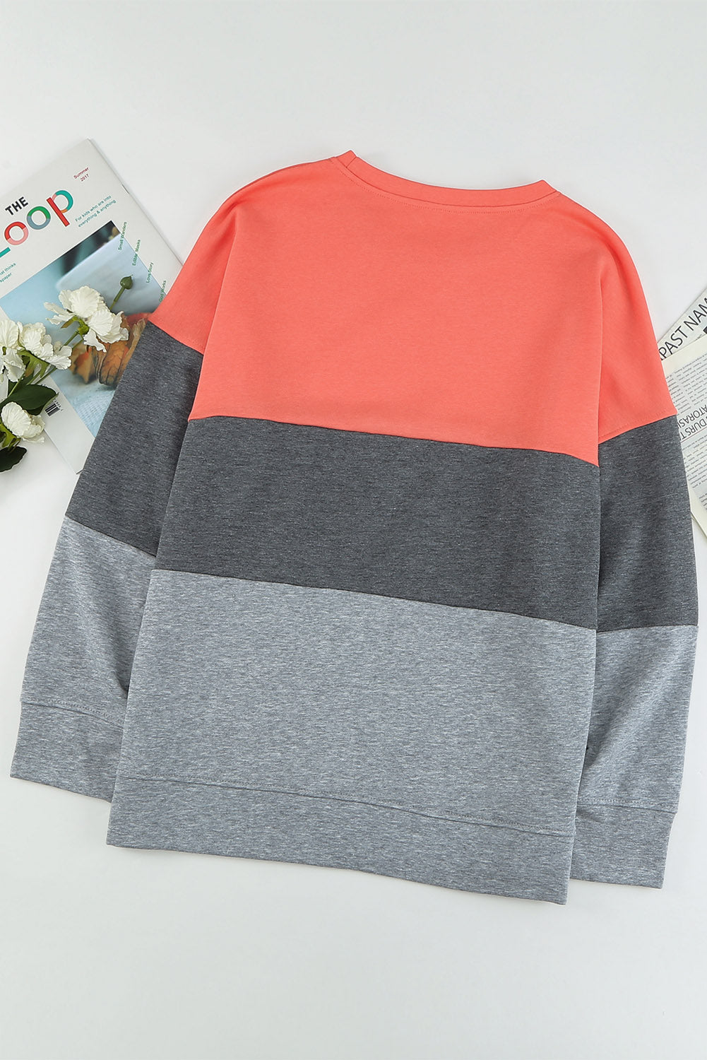 Grau rundhalsausschnitt colorblock plus größe pullover