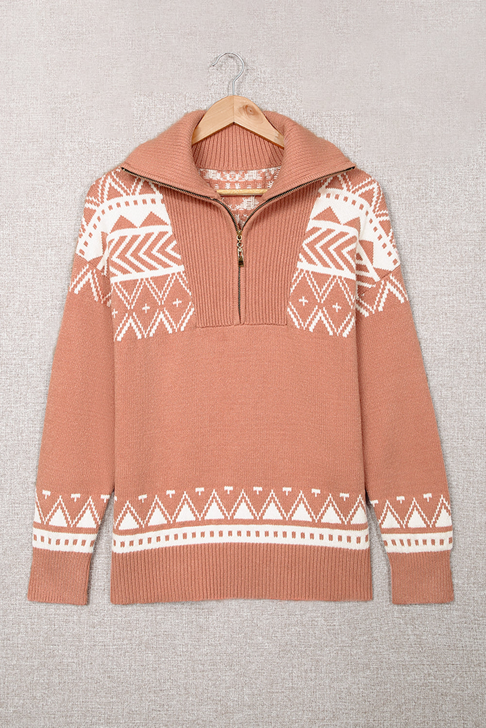 Rosa geometry knit quarter zip pullover