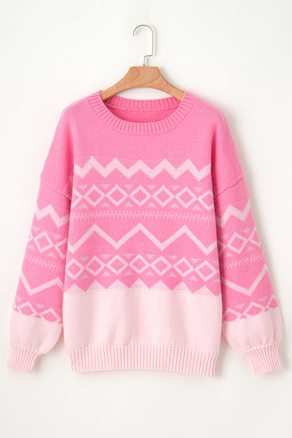 Rosa western aztec geometric drop shoulder pullover