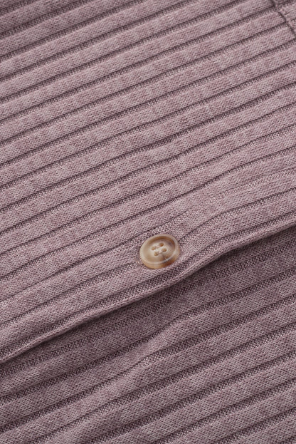 Paarse knop Placket met een deken Pocket Rib Cardigan