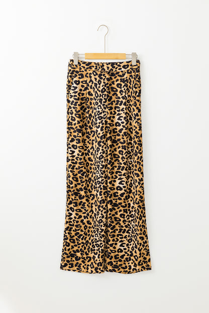 Weite hose mit leoparden-tiermuster