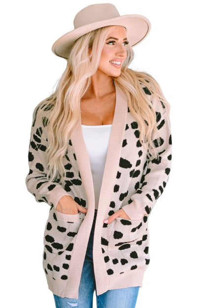 Leopard Animal Stain Patroon Cardigan met een open voorkant