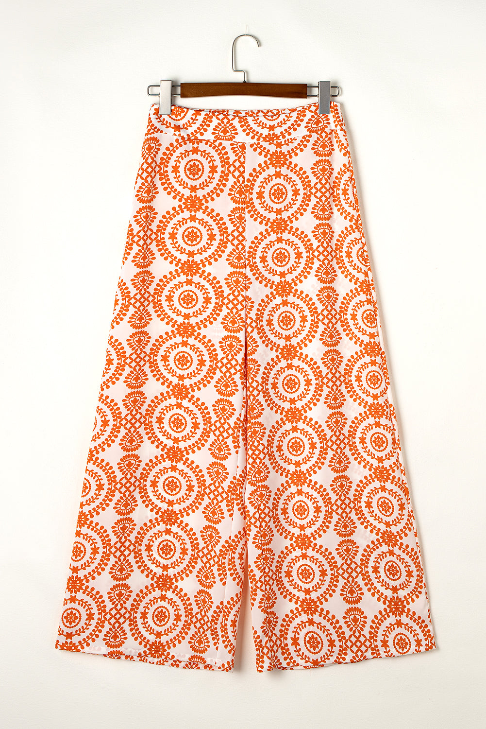 Orange boho retro blumen print weite hosenbeine