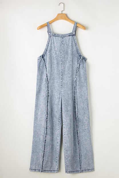 Beau Blue Light Wash Ferred Exploited Sahn A Wide Leg Denim in het algemeen